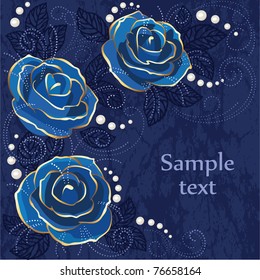 Vintage card with roses and pearls