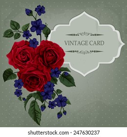 Vintage Card with Roses. Vector Design Element. 