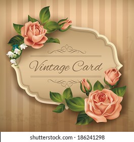 Vintage card with roses. Vector eps 10.