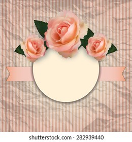 Vintage  card with roses. Vector illustration.