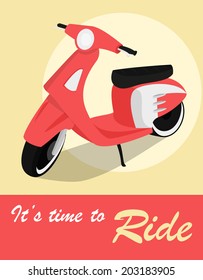 Vintage card of scooter in retro style