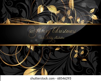 Vintage card with seamless ornament at background