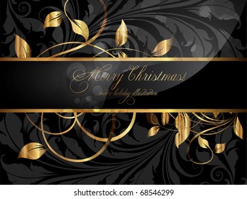 Vintage card with seamless ornament at background