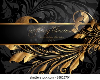 Vintage card with seamless ornament at background