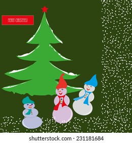 Vintage card with snowman.