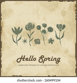Vintage card with spring flowers