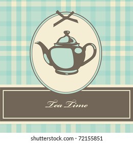 vintage card with teapot. vector illustration