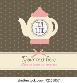 vintage card with teapot. vector illustration