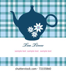 vintage card with teapot. vector illustration