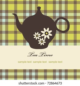 vintage card with teapot. vector illustration