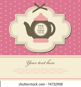 vintage card with teapot. vector illustration