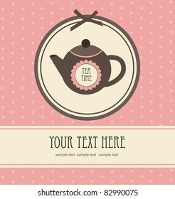 vintage card with teapot. vector illustration