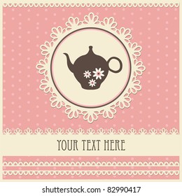 vintage card with teapot. vector illustration