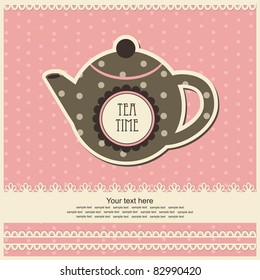 vintage card with teapot. vector illustration