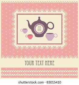 vintage card with teapot. vector illustration