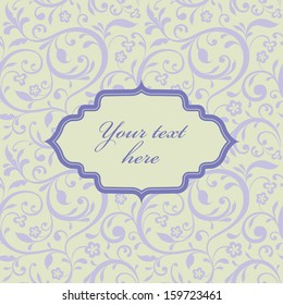 Vintage card template with flower pattern. Vector illustration.