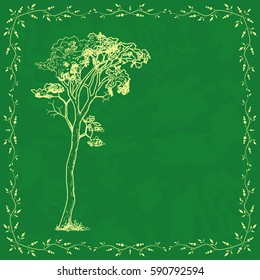 Vintage card template with tree