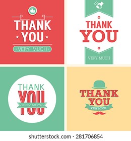 Vintage card - Thank You set. Vector illustration.