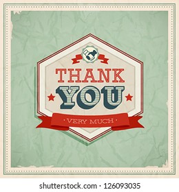 Vintage card - Thank You. Vector illustration.