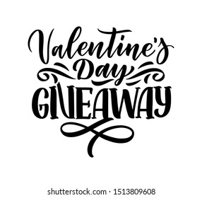 Vintage card with Valentine's day giveaway lettering. Calligraphy text. Decoration template. Vector illustration for holiday design.