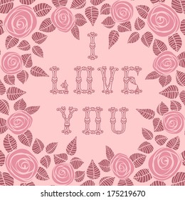 Vintage card for Valentine's Day. Wedding card. Vector illustration.