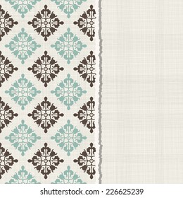 vintage card with victorian pattern on texture background