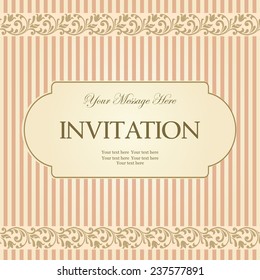 vintage card with victorian pattern  on striped background