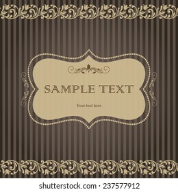 vintage card with victorian pattern  on striped background