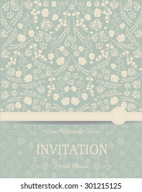 Vintage card or wedding invitation and announcement with elegant floral background. Vector Illustration