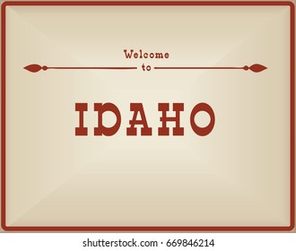 Vintage card Welcome to Idaho. Old classic style.