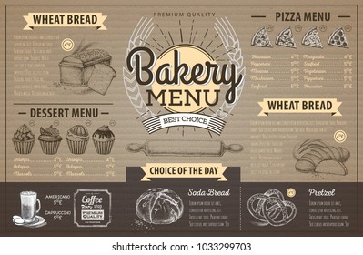 Vintage Cardboard Bakery Menu Design. Restaurant Menu