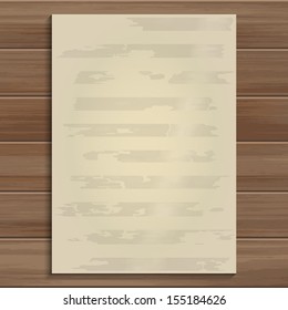 Vintage cardboard paper texture background on wood - Vector illustration