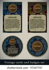 Vintage cards and badges set