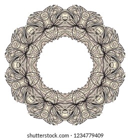 Vintage cards with Floral frame pattern. Vector template. The front and rear side.
