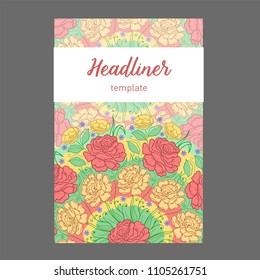 Vintage cards with Floral mandala pattern and ornaments. Vector Flyer oriental design Layout template. Islam, Arabic, Indian, Mexican ottoman motifs.