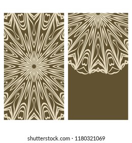 Vintage cards with Floral mandala pattern. Vector template. The front and rear side.