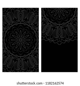 Vintage cards with Floral mandala pattern. Vector template. The front and rear side.