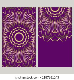 Vintage cards with Floral mandala pattern. Vector template. The front and rear side.