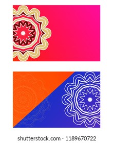 Vintage cards with Floral mandala pattern. Vector template. The front and rear side.