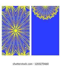 Vintage cards with Floral mandala pattern. Vector template. The front and rear side.