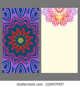 Vintage cards with Floral mandala pattern. Vector template. The front and rear side.