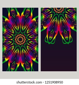 Vintage cards with Floral mandala pattern. Vector template. The front and rear side.