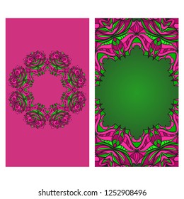 Vintage Cards With Floral Mandala Pattern. Vector Template. Gradient color.