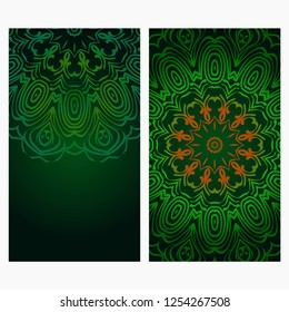 Vintage Cards With Floral Mandala Pattern. Vector Template. Gradient color.