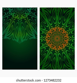 Vintage Cards With Floral Mandala Pattern. Vector Template. Gradient color.