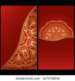 Vintage Cards With Floral Mandala Pattern. Vector Template. The Front And Rear Side. Luxury template. 
