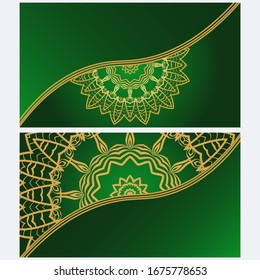 Vintage cards with Floral mandala pattern. Vector template. The front and rear side.