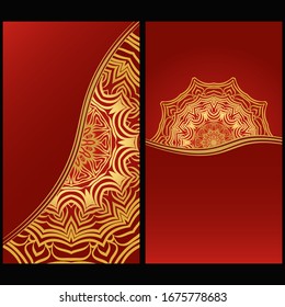 Vintage Cards With Floral Mandala Pattern. Vector Template. The Front And Rear Side. Luxury template. 