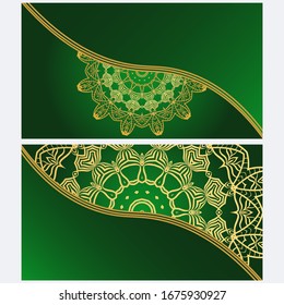 Vintage cards with Floral mandala pattern. Vector template. The front and rear side.