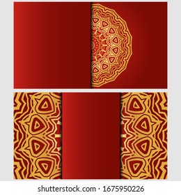 Vintage cards with Floral mandala pattern. Vector template. The front and rear side.